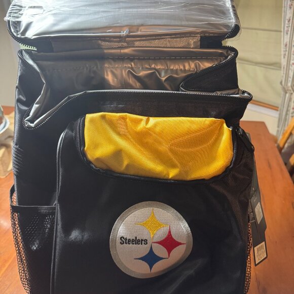 NWT Pittsburgh Steelers football tailgating rolling cooler with pull-out handle - Picture 3 of 11